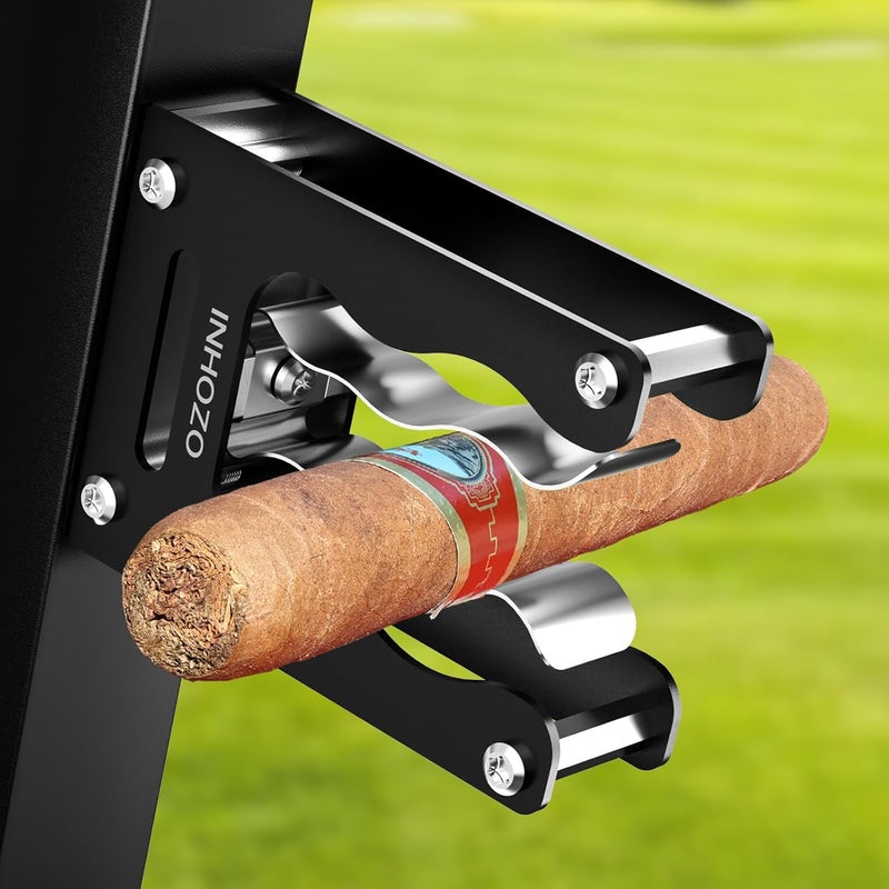 INHOZO Magnetic Cigar Holder for Golf Cart – Ultimate Golf Accessory for Cigar Lovers, Sturdy Aluminum Alloy and No Scratch Design,Secure Hold Without Falling,Cigar Accessories & Gift for Men – Black - Image 1